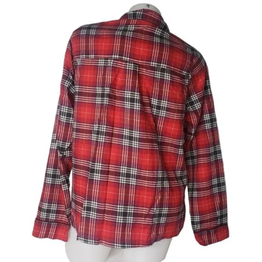 VICTORIA'S SECRET PINK RED PLAID PAJAMA TOP SIZE LARGE
